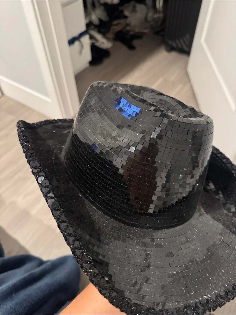 Black Sequin Cowboy Hat - Unbranded